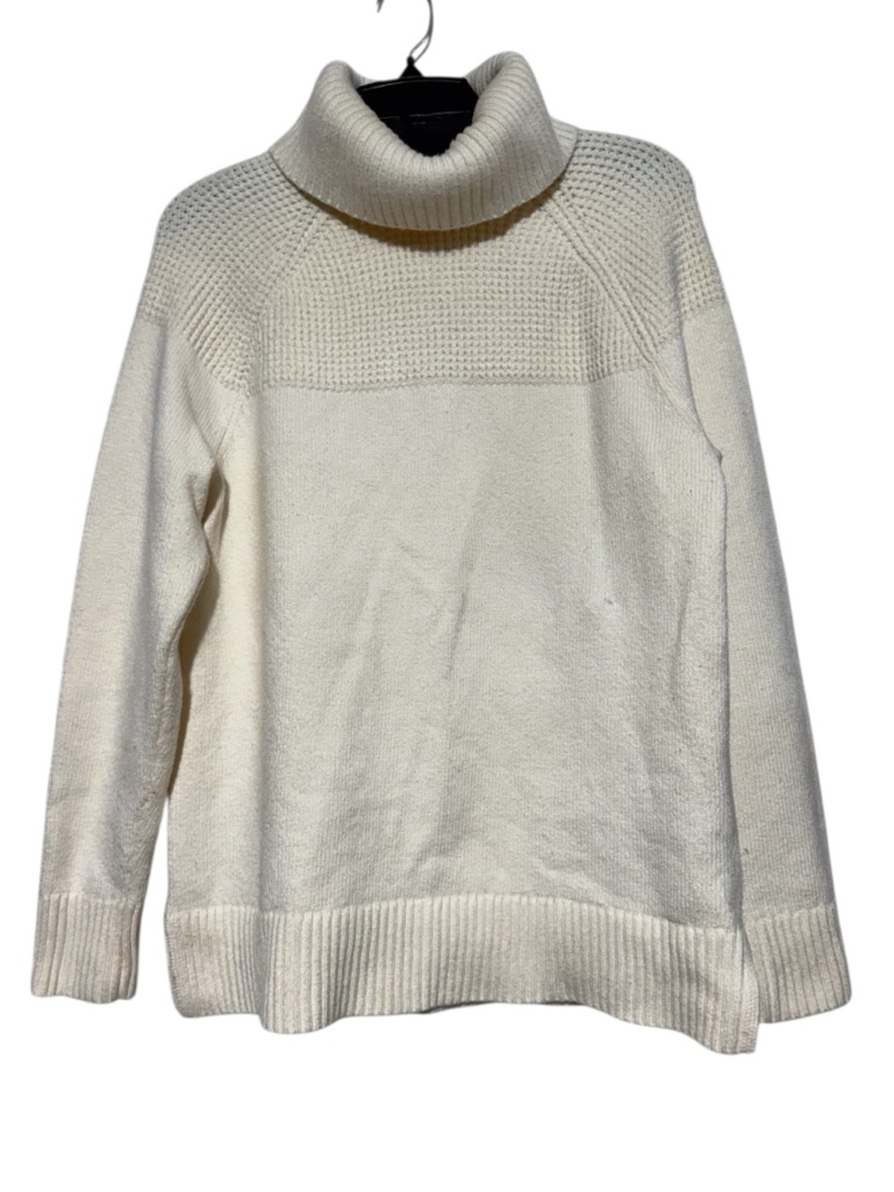LL Bean Chunky Knit Fisherman Sweater Women Size M Cream Nautical Preppy Fall